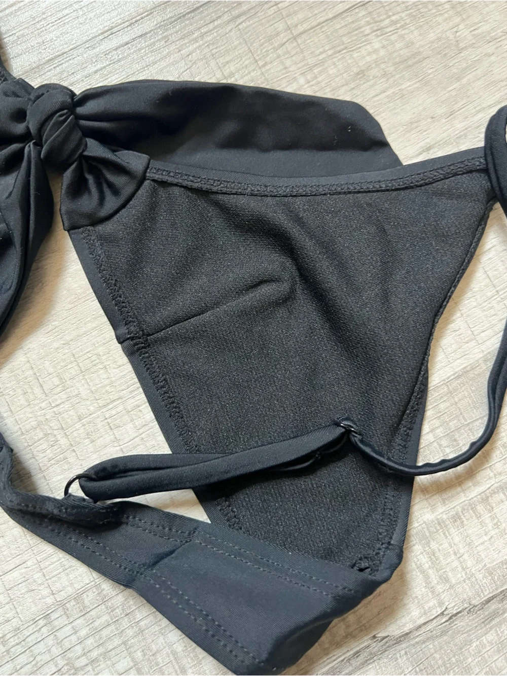NA-KD Black Tie-Front Bra Bikini Top - Women Size Medium
